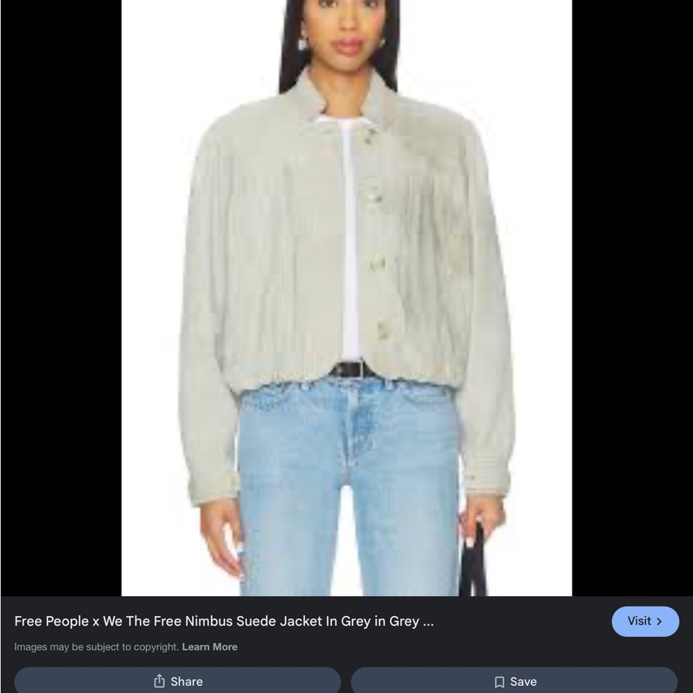 We The Free Nimbus Suede Bomber Jacket - Light Gray